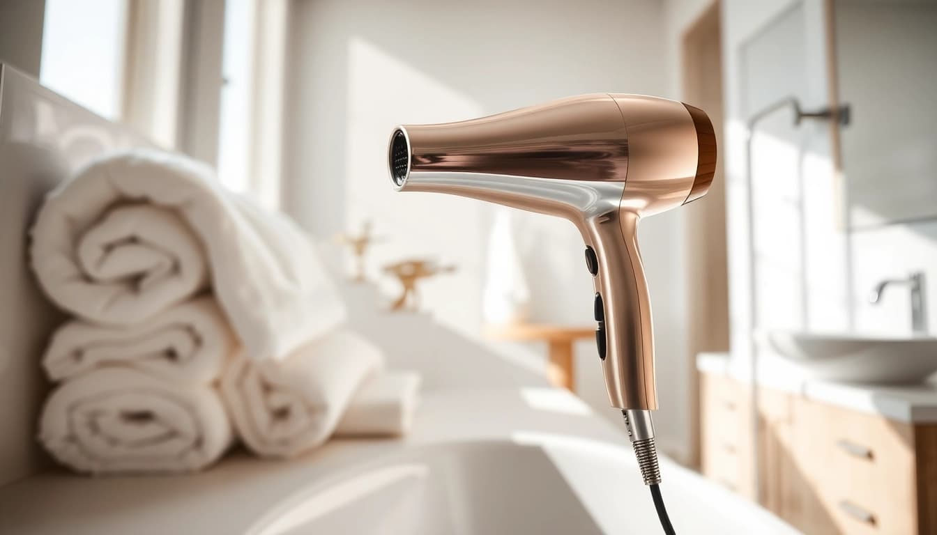 Verwenden Sie den laifen se Haartrockner in einem modernen Badezimmer für perfekte Föhnergebnisse.