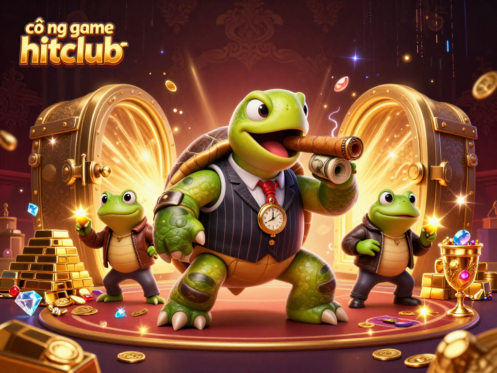 Experience thrilling wins at cổng game hitclub while enjoying vibrant casino elements amidst cartoon characters.