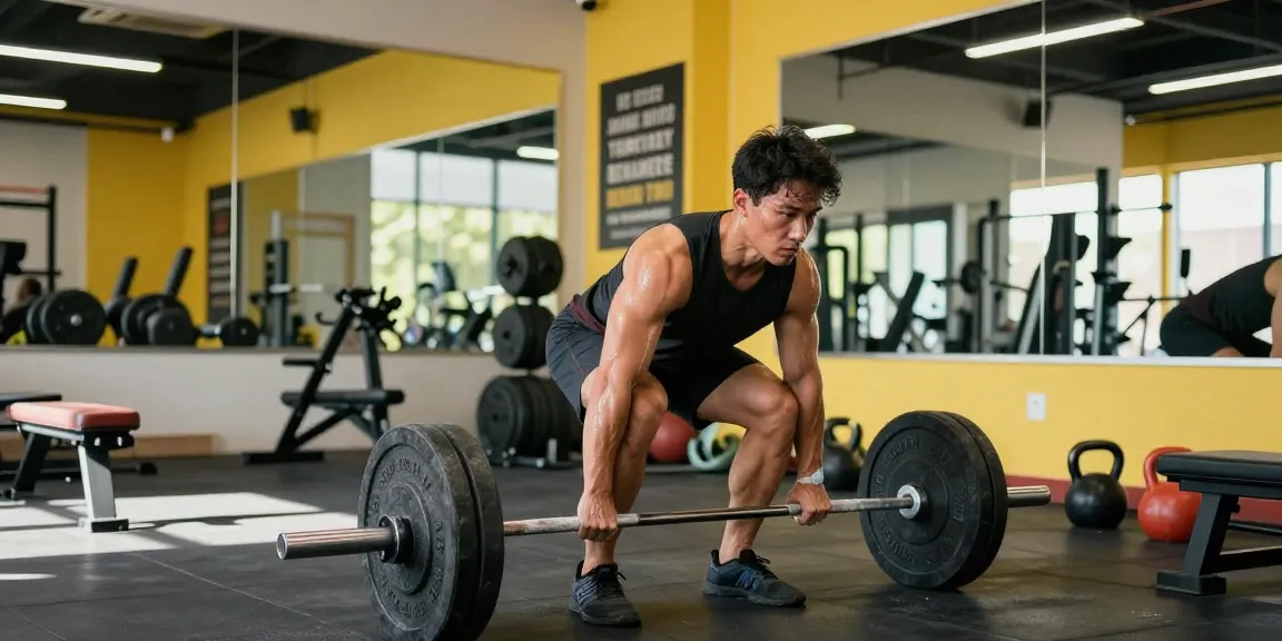 Medi Pharma Steroid Shop: Athlet beim Deadlift im modernen Fitnessstudio, inspiriert von einem motivierenden Umfeld.