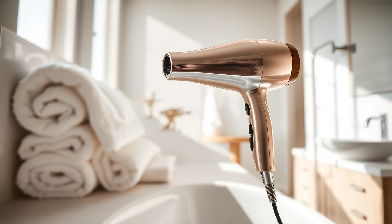 Verwenden Sie den laifen se Haartrockner in einem modernen Badezimmer für perfekte Föhnergebnisse.