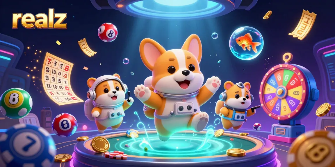 Experience exciting wins at realz casino, where virtual lottery balls and golden coins create a vibrant gaming atmosphere.
