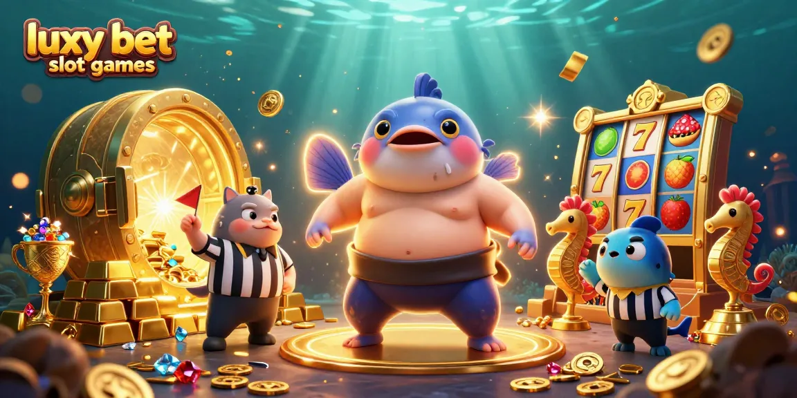Experience the excitement of luxy bet slot games with a vibrant underwater scene featuring characters and riches.